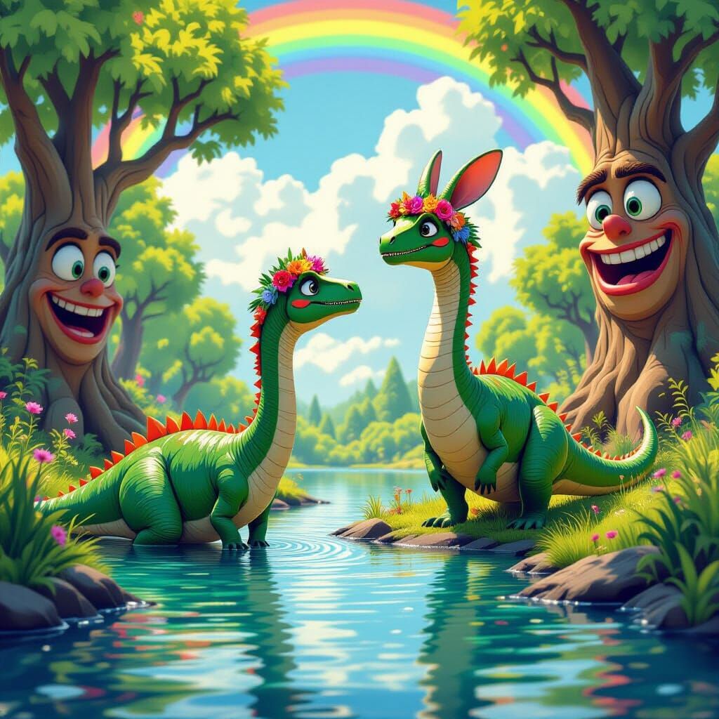 Dinosaur with Celebrity Face in Hyperrealistic Style