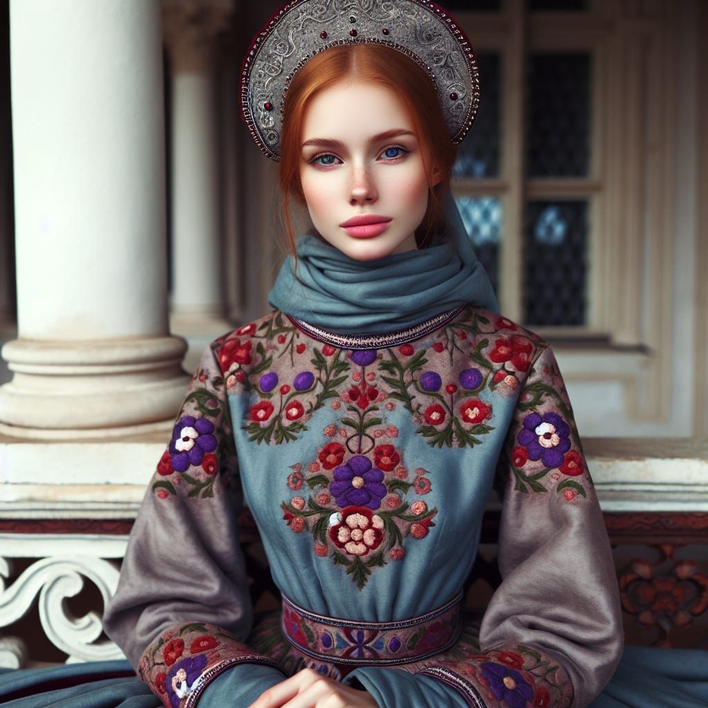 Woman with Kokoshnik on Royal Balcony