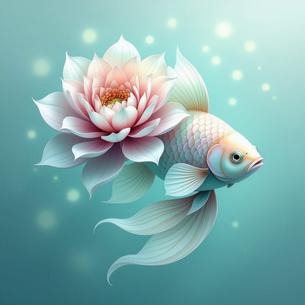 Surreal Flower Fish With Petal Scales and Leaf Fins