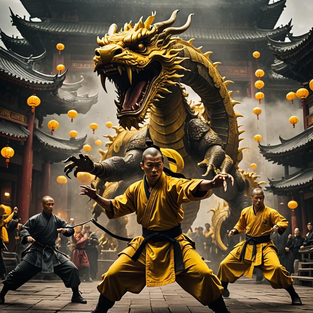 Ninjas Fight Yellow Dragon in Shaolin Temple, Action Film