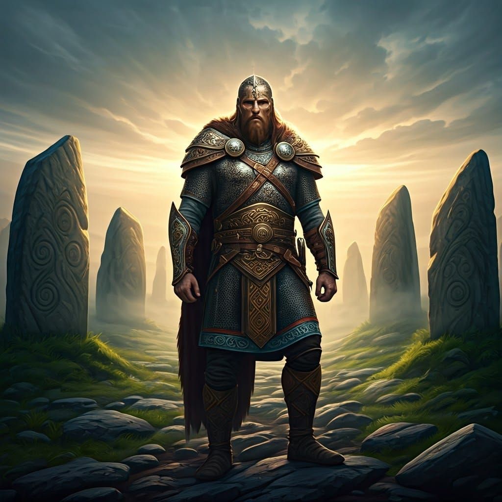 Celtic Warrior in Mythical Landscape