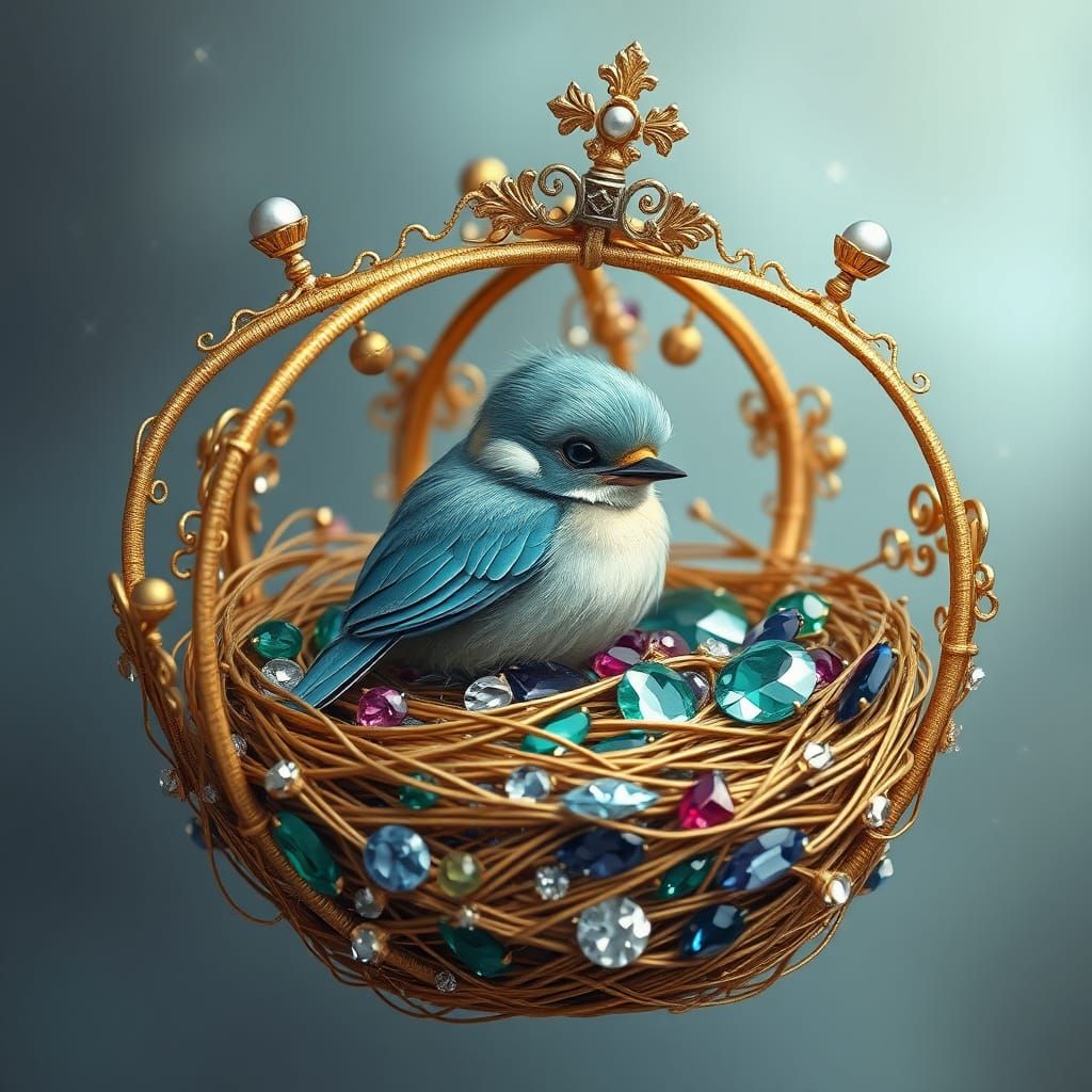 Ethereal Bird's Jewel-Toned Crown