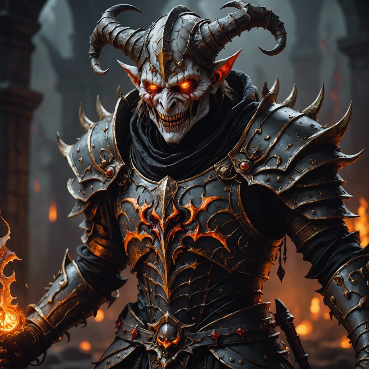 Demonic Jester in Bloody Armor, Horror Art