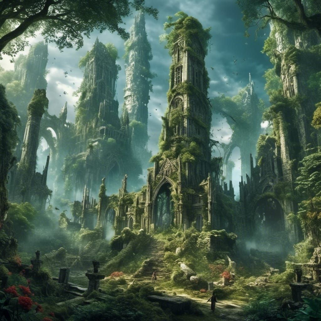 Elven Ruins Reclaimed in Dark Fantasy Style