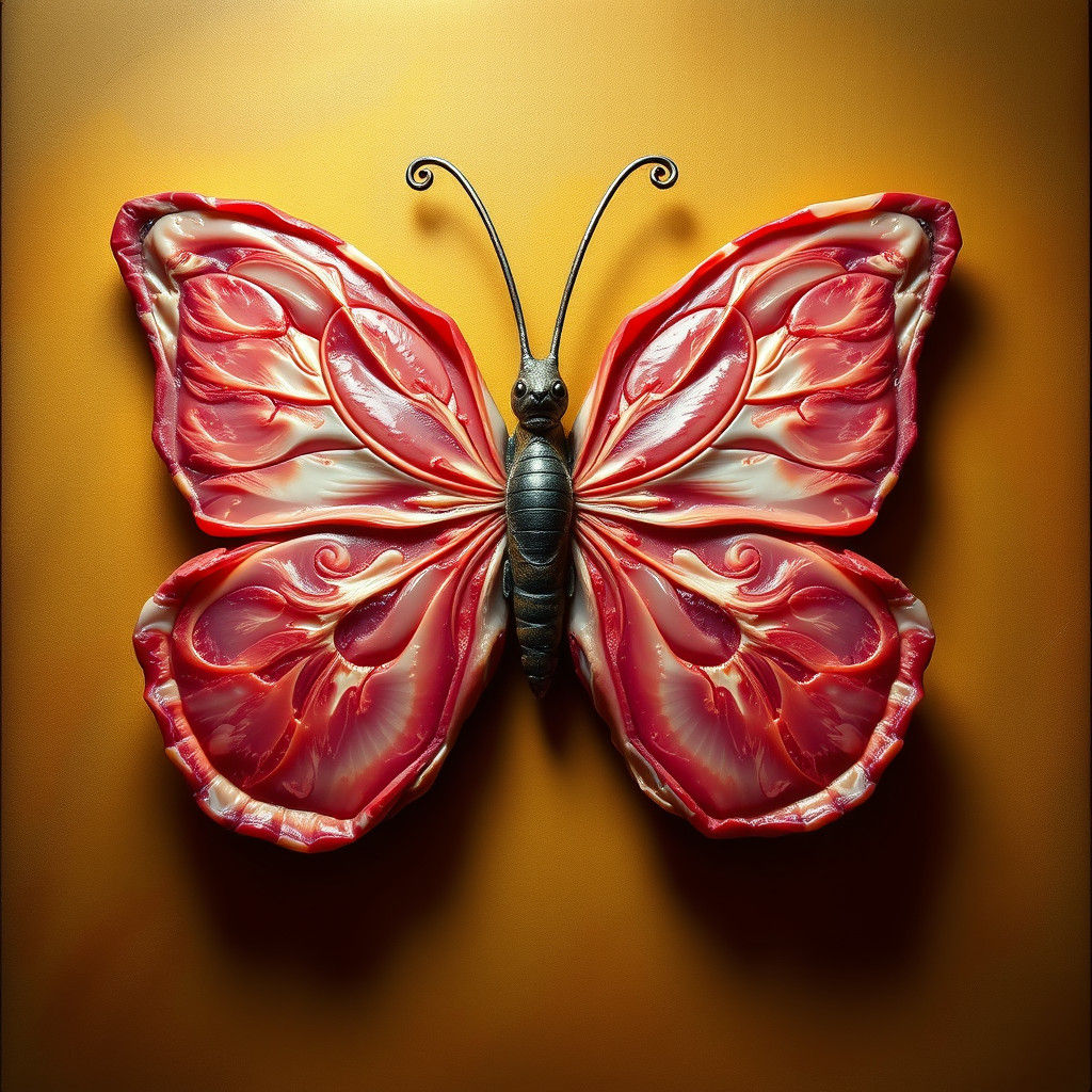 Surreal Butterfly Made of Pork Chops