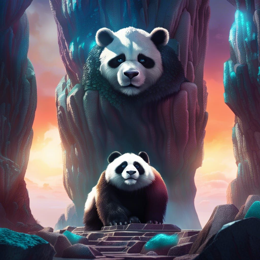 Herculean Panda Guarding Granite Cave