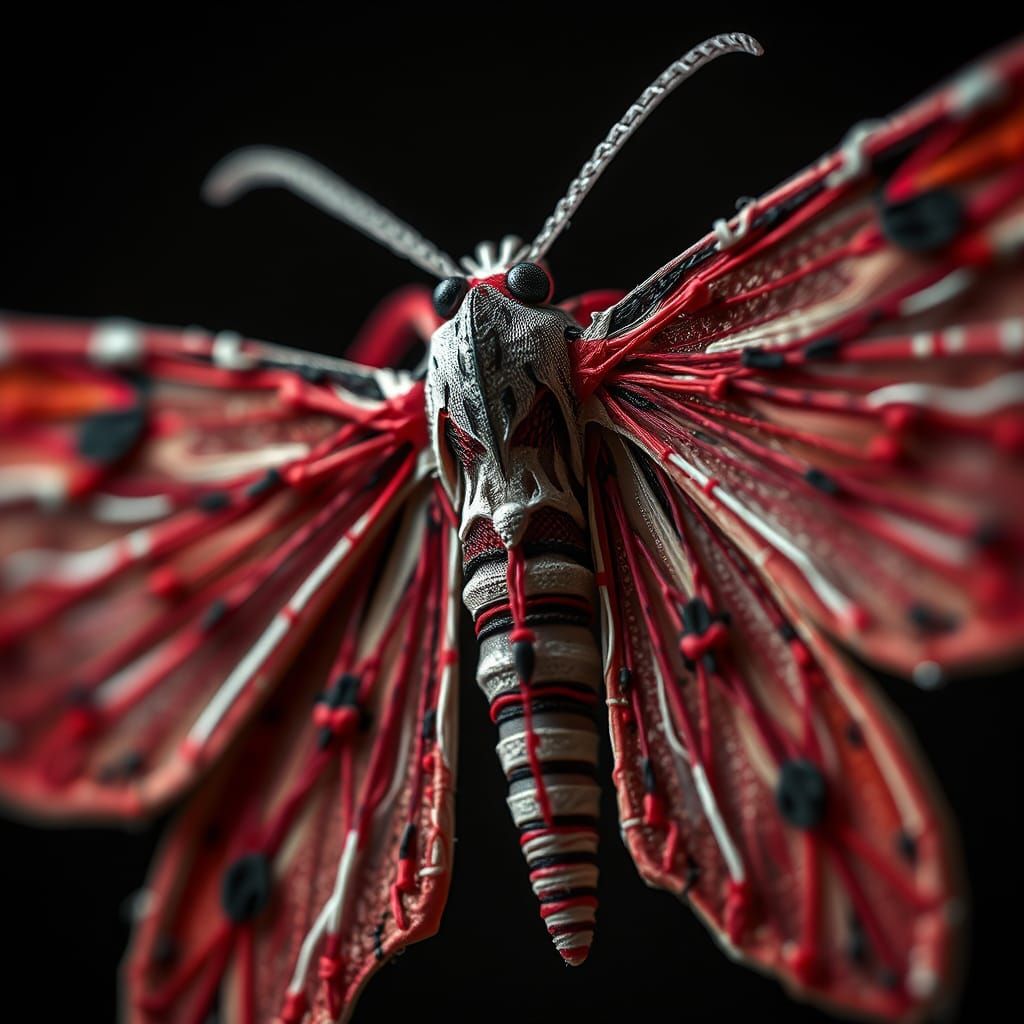 Intricate Death Moth Made of Tiny Strings