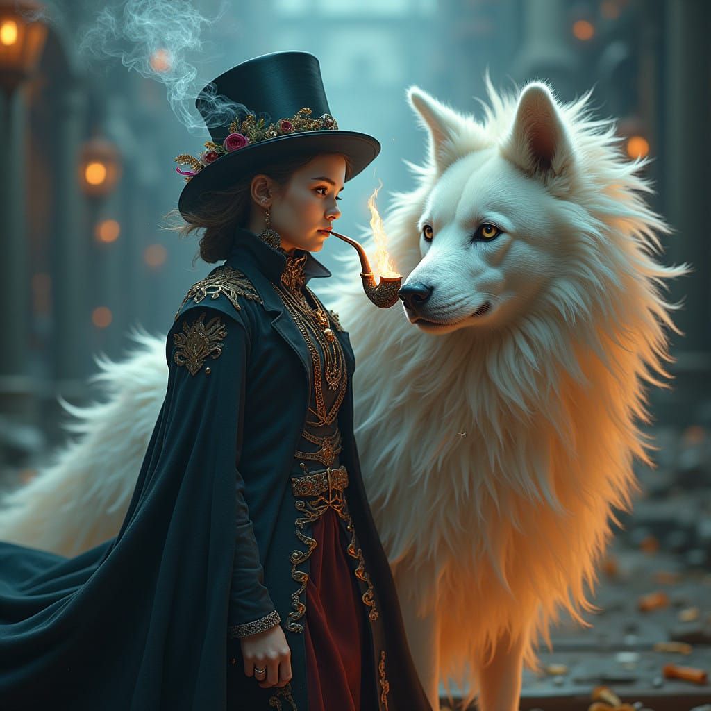 Ethereal Victorian Siren with Mythical Companion