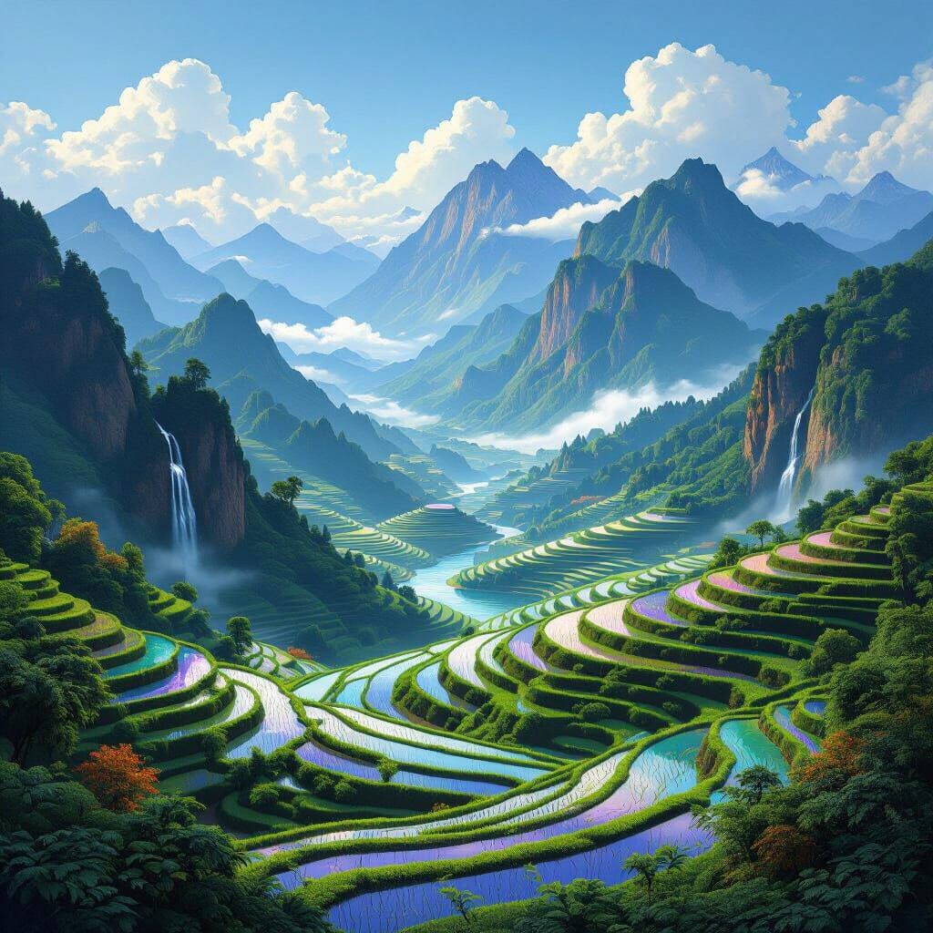 Mountainous Rice Terraces: A Romantic Landscape