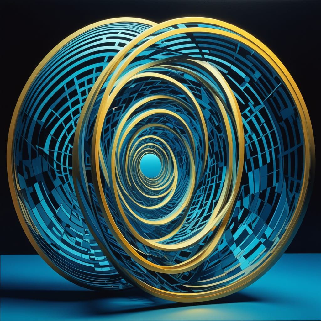 Surreal Sculpture with Iridescent Colors and Impossible Geom...
