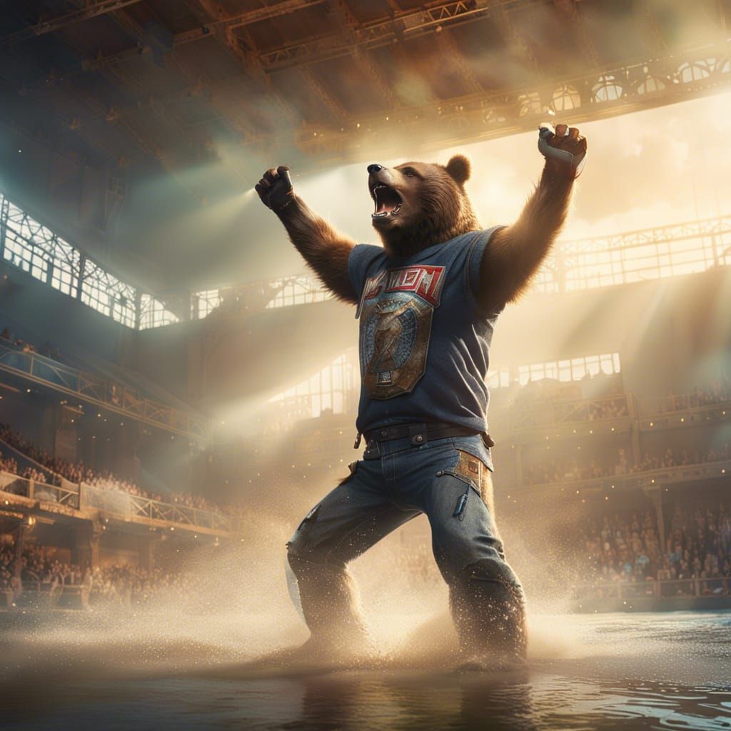 Bear Rock Star in Concert Arena Digital Art