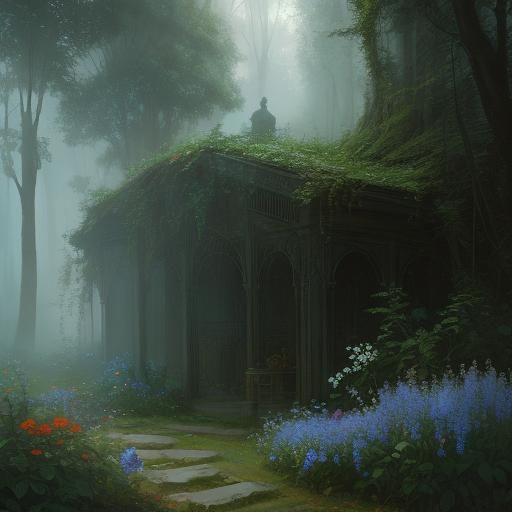 Delicate Blue Flowers in Digital Art Style