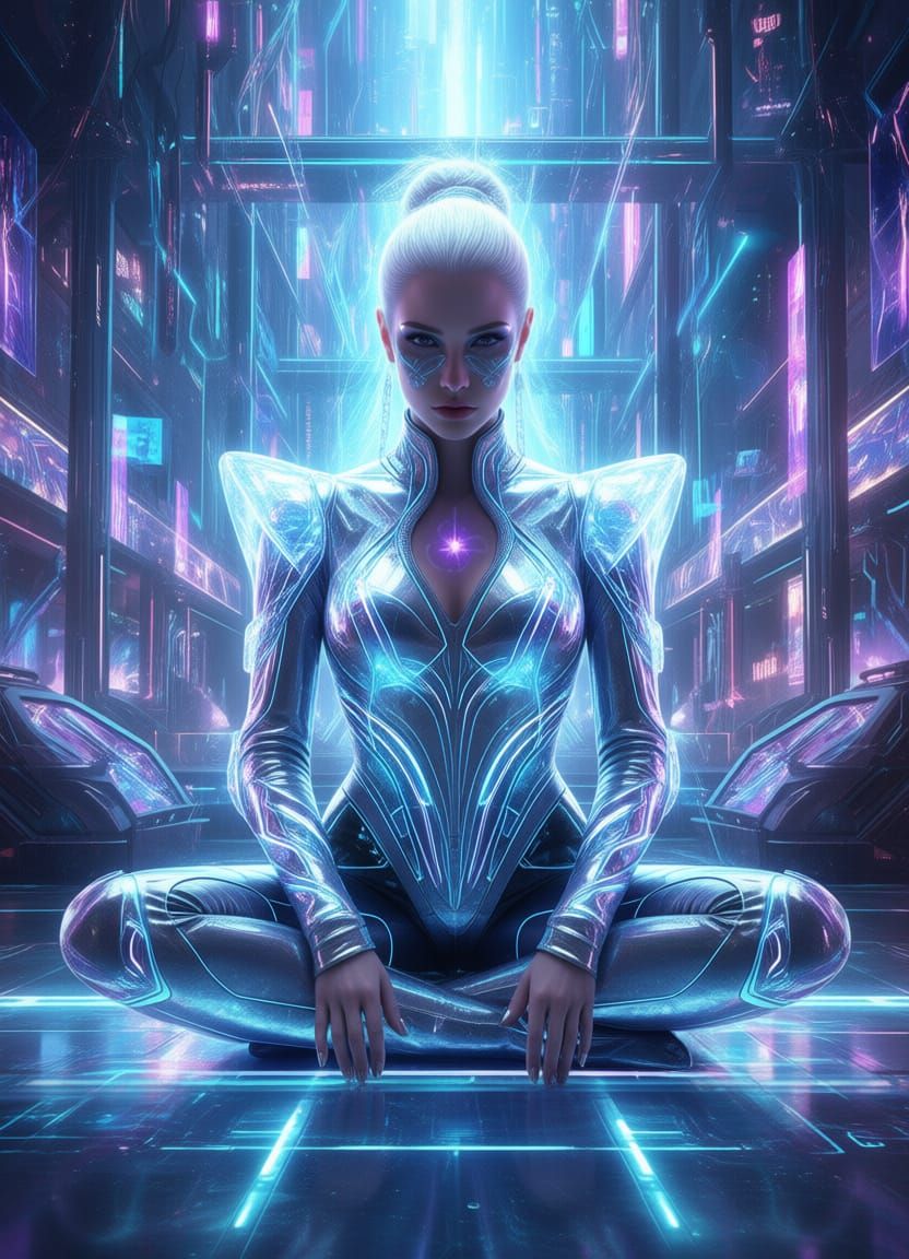 Cosmic Contemplation: Translucent Figure in Starry Expanse