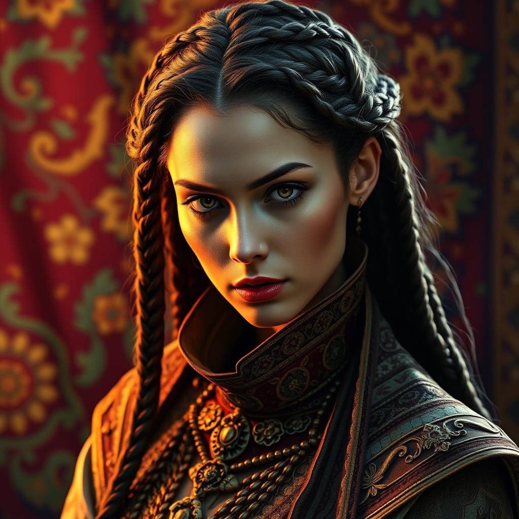 Regal Warrior in Vibrant Tapestry