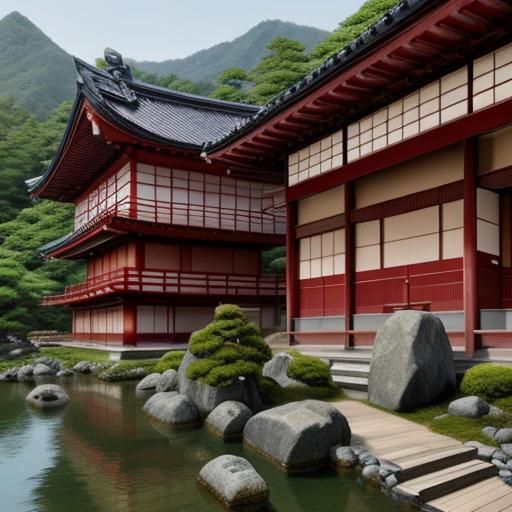 Ancient Japan, Edo period. A high-tech teahouse where all th...