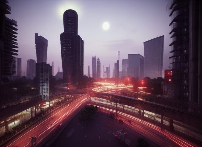 Jakarta Cityscape at Night: Long Exposure Photography