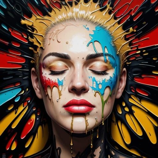 Expressionist Masterpiece with Swirling Colors and Vibrant B...