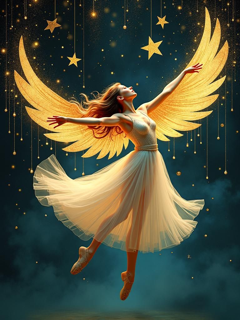 Celestial Dancer Portrait in Art Nouveau Style