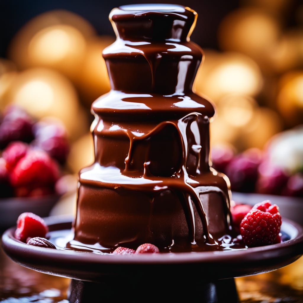 Marvelous Chocolate Fountain in Vibrant Food Photography