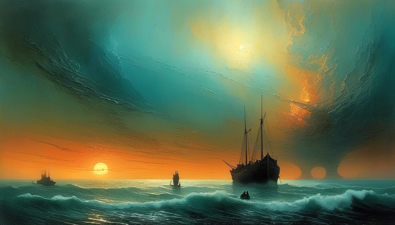 Gorgeous Sunrise Salt Art Painting in Deep Background