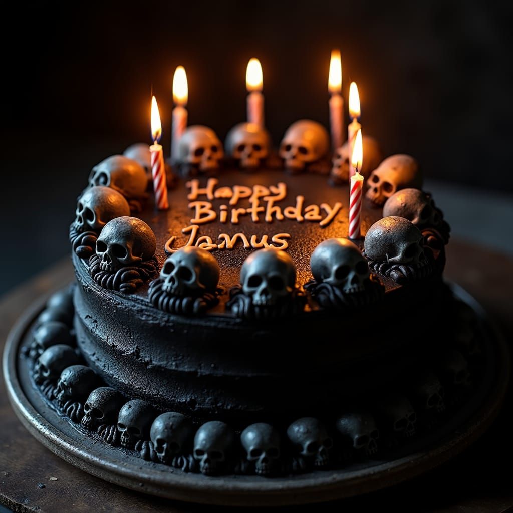 Gothic Sweet Sixteen Cake with Skulls and Candles