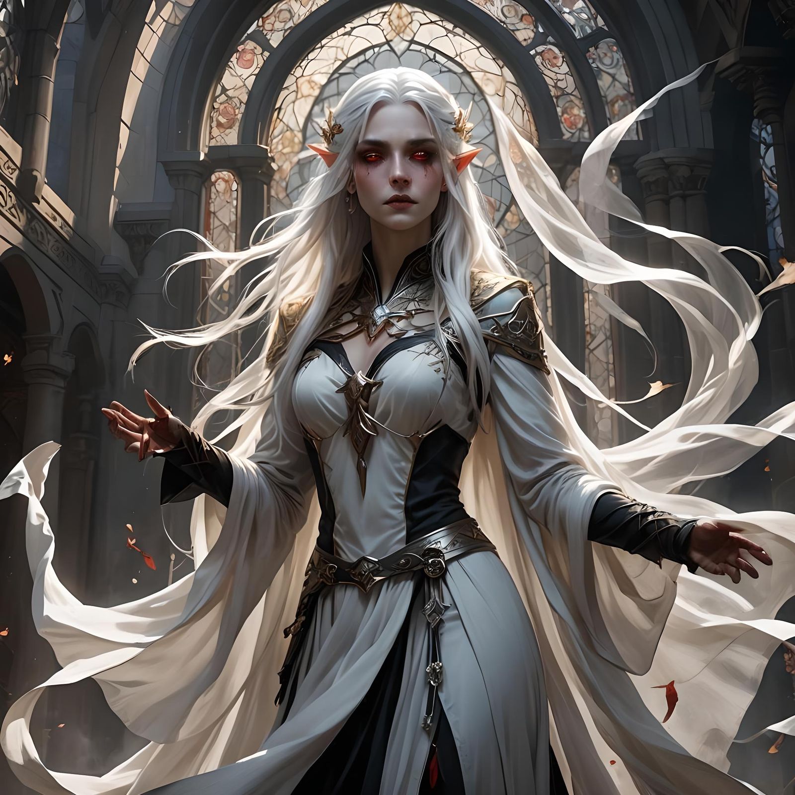 High Elf in Bloody Cleric Robes