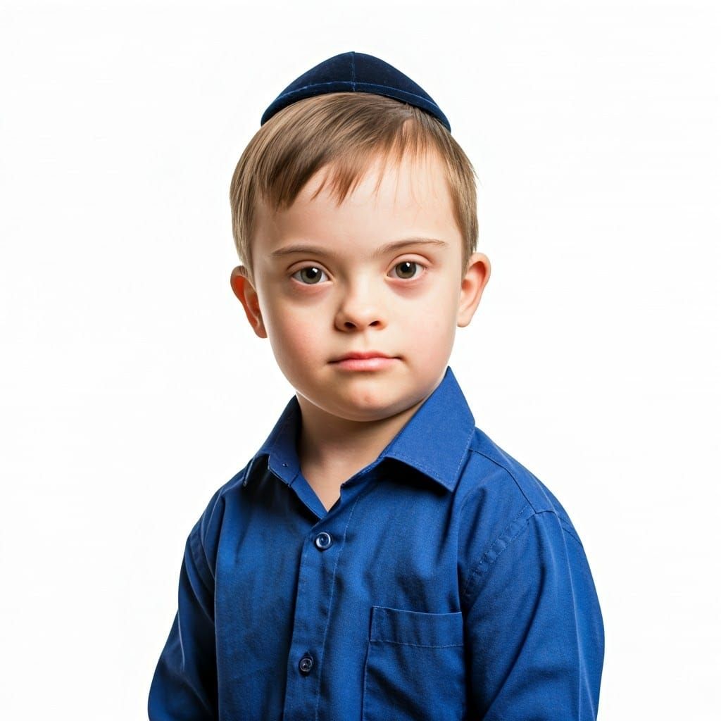 Chalkboard Style Portrait of a Cute Jewish Boy
