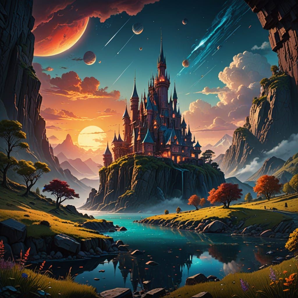 Vibrant Sunset Landscape in Cinematic Style