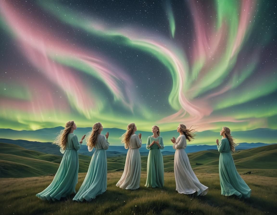Angelic Choir in Starry Surreal Landscape Photography