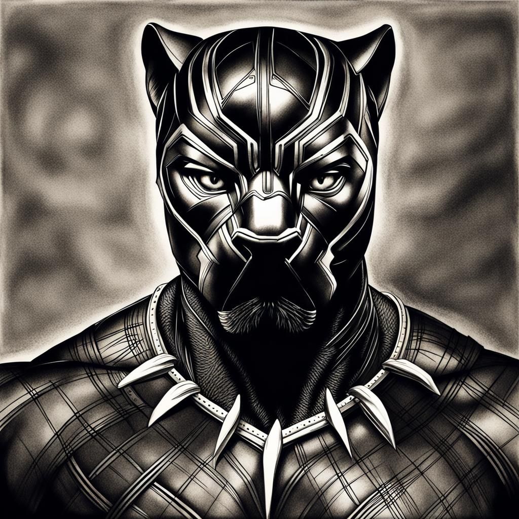 Hyperdetailed Charcoal Drawing of a Black Panther
