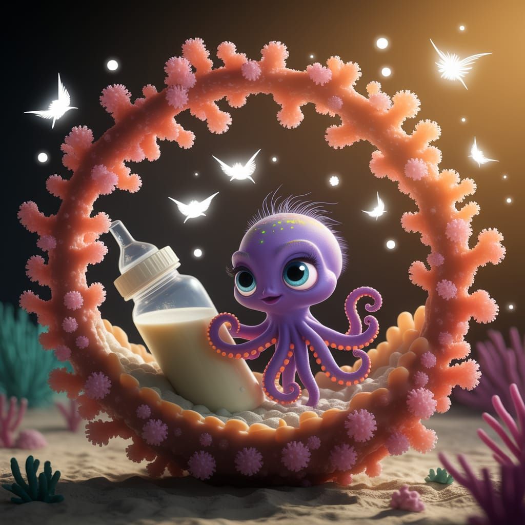 Tiny Octopus in Underwater Nursery