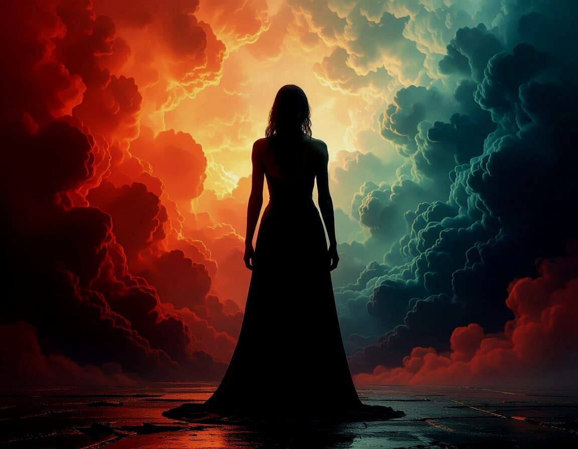 Woman's Inner Storm and Strength, Digital Matte Painting