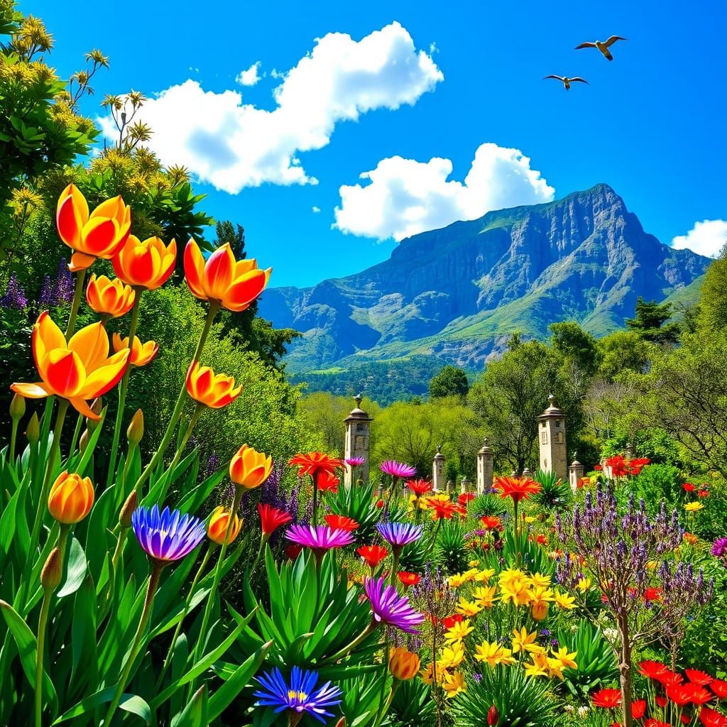 Kirstenbosch Garden in Spring Bloom: Impressionist Style