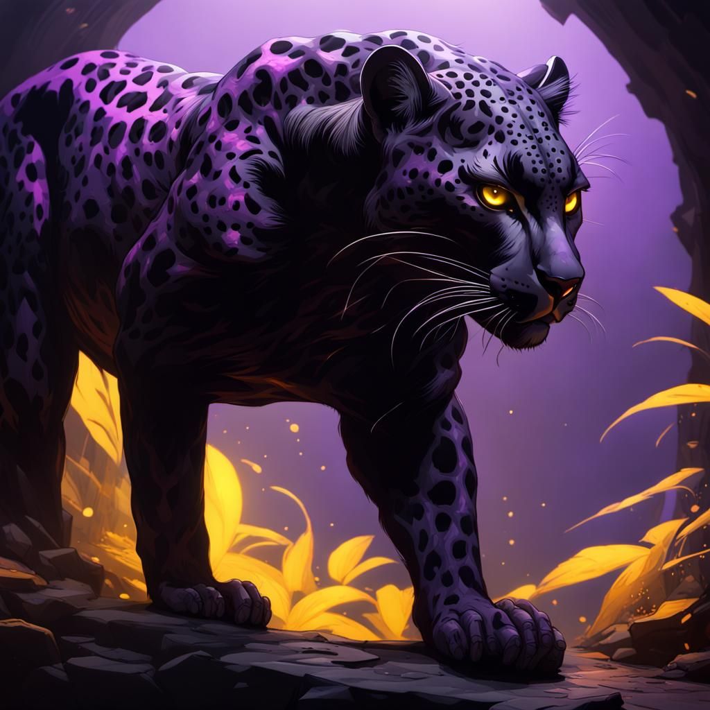 Hyperdetailed Black Leopard in Dark Fantasy Art