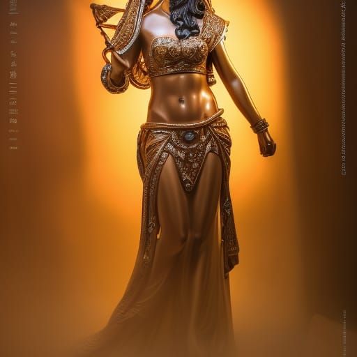 Marble and Jade Sculpture of a Cyberpunk Necromancer