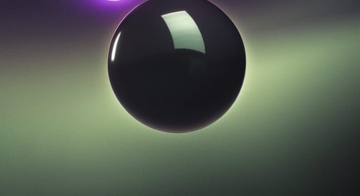 Floating Obsidian Orb in Alien Landscape, CGI Art