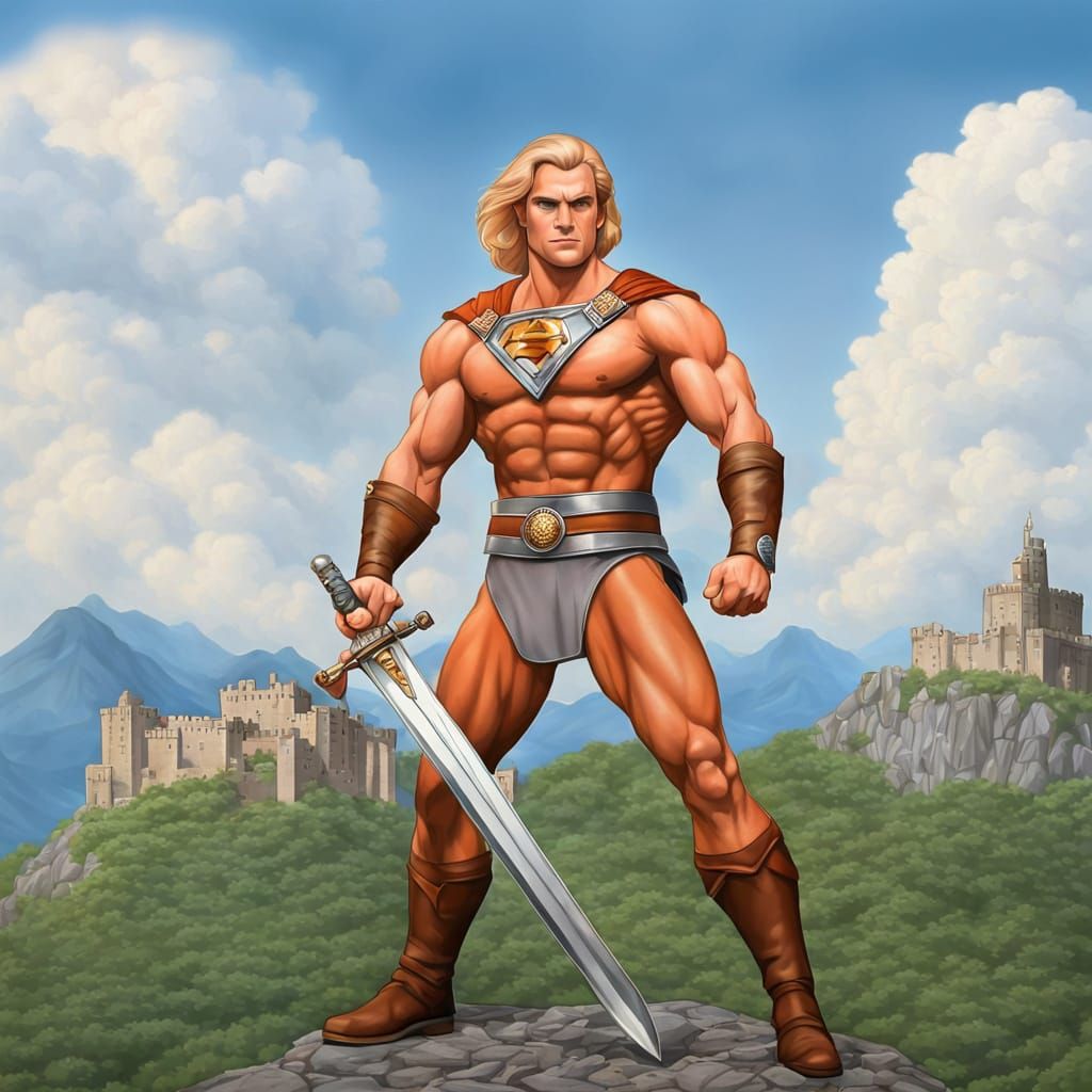 Henry Cavill as He-Man: Ultrarealistic Digital Portrait