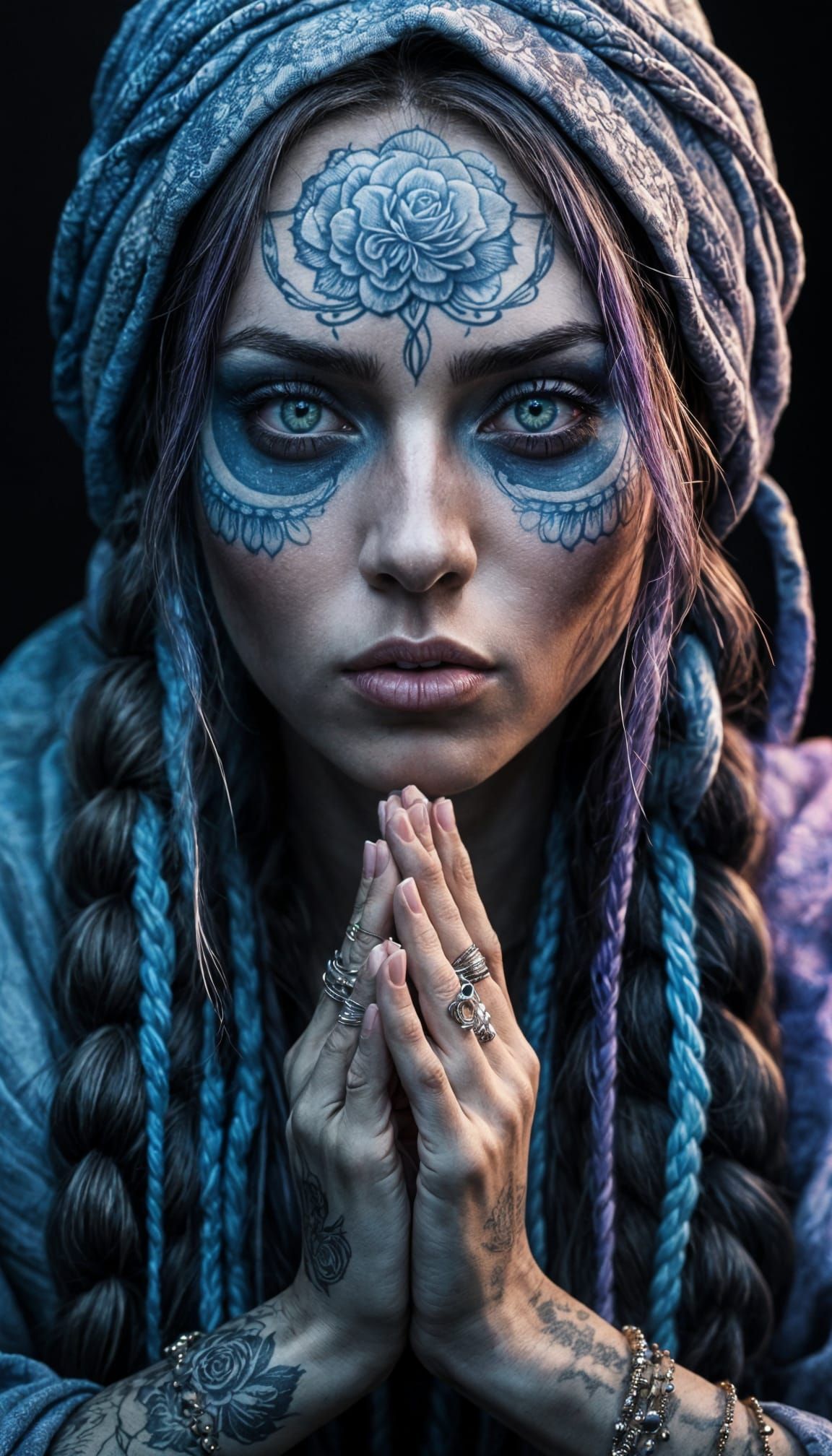 Hyperrealistic Pop Digital Boho Goddess in Prayer