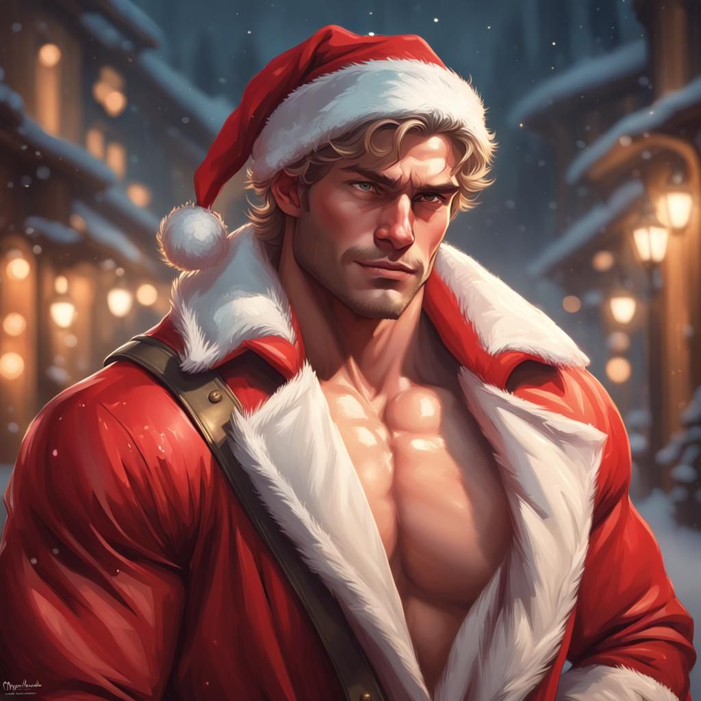 Young Santa Portrait in Hyperdetailed Artstation Style