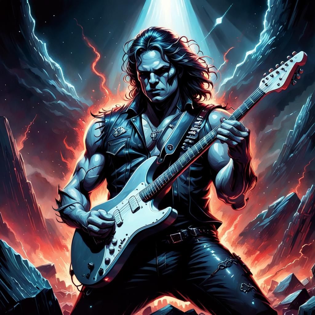 Fiery Guitar in Fantasy Art Style