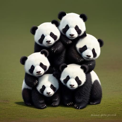 Five Adorable Baby Pandas in Natural Light