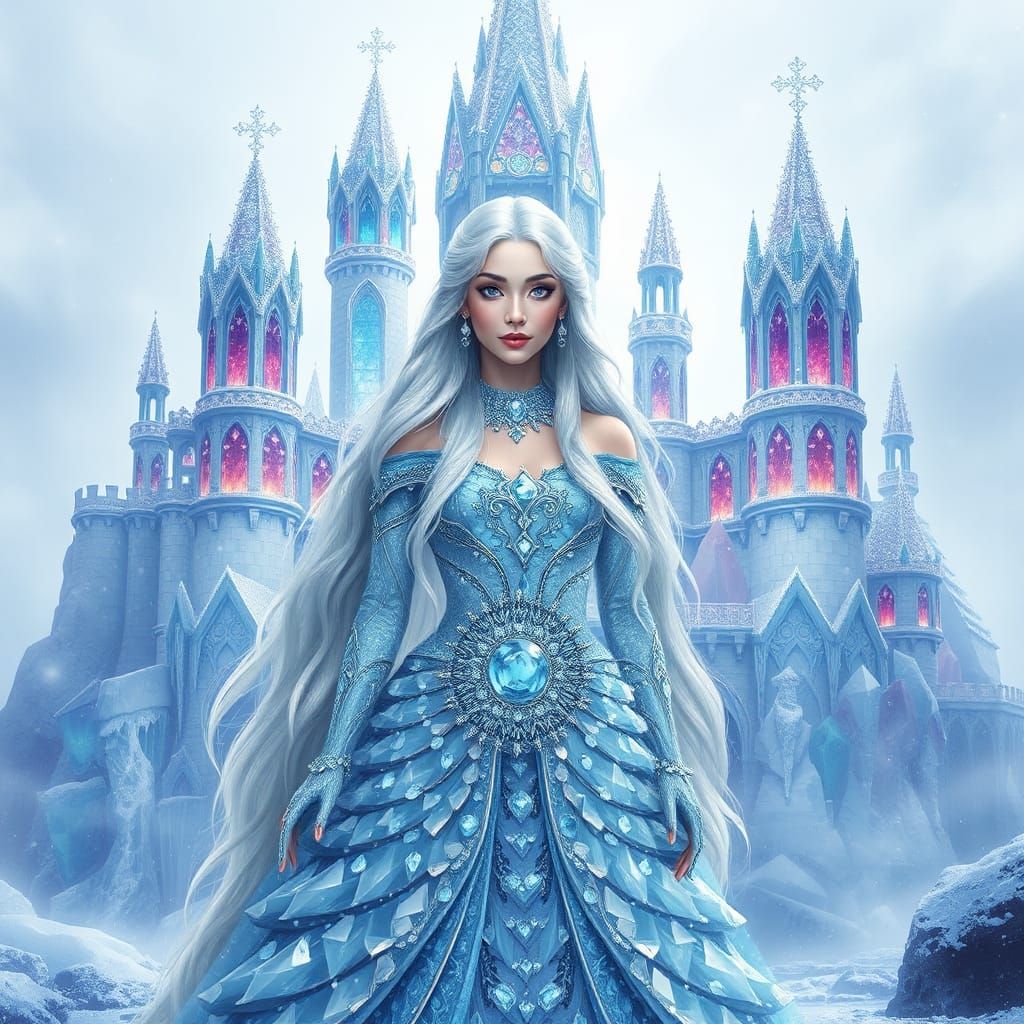Ice Queen's Crystalline Castle: A Fantasy Artscape