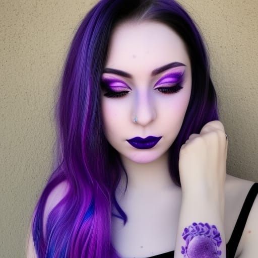 Beautiful young lady with beautiful purple hair