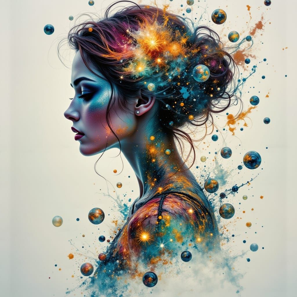 Ethereal Woman Figure in Ink and Watercolour