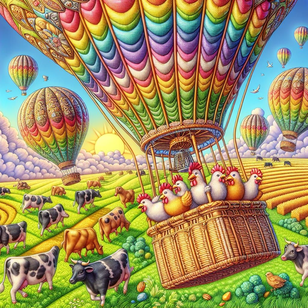 Chickens Take Flight in a Hot Air Balloon