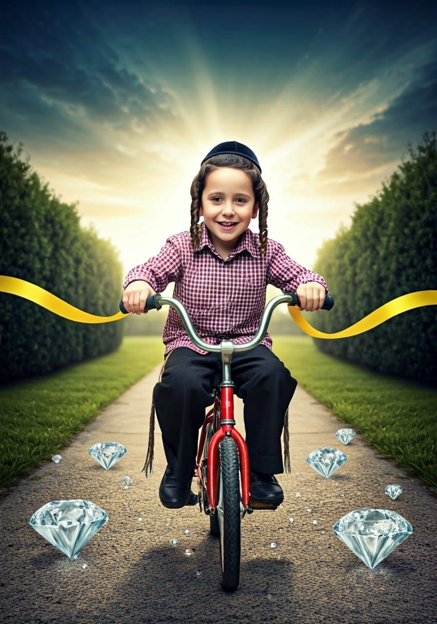 Haredi Jewish Boy Wins Bicycle Race in Traditional Attire