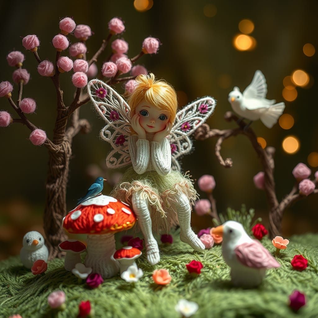 Whimsical Fairy World Crafted from String and Thread