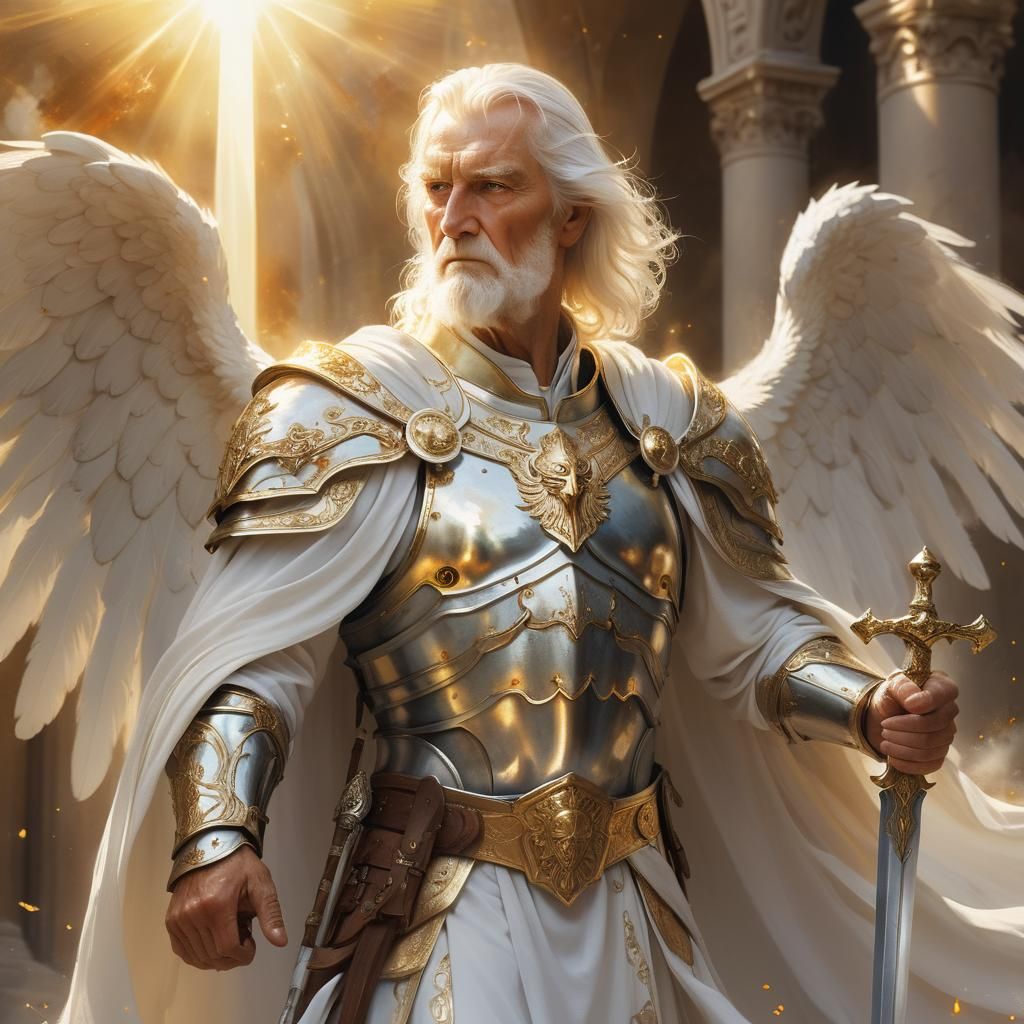 Wise Elder Angel of War in Divine Light