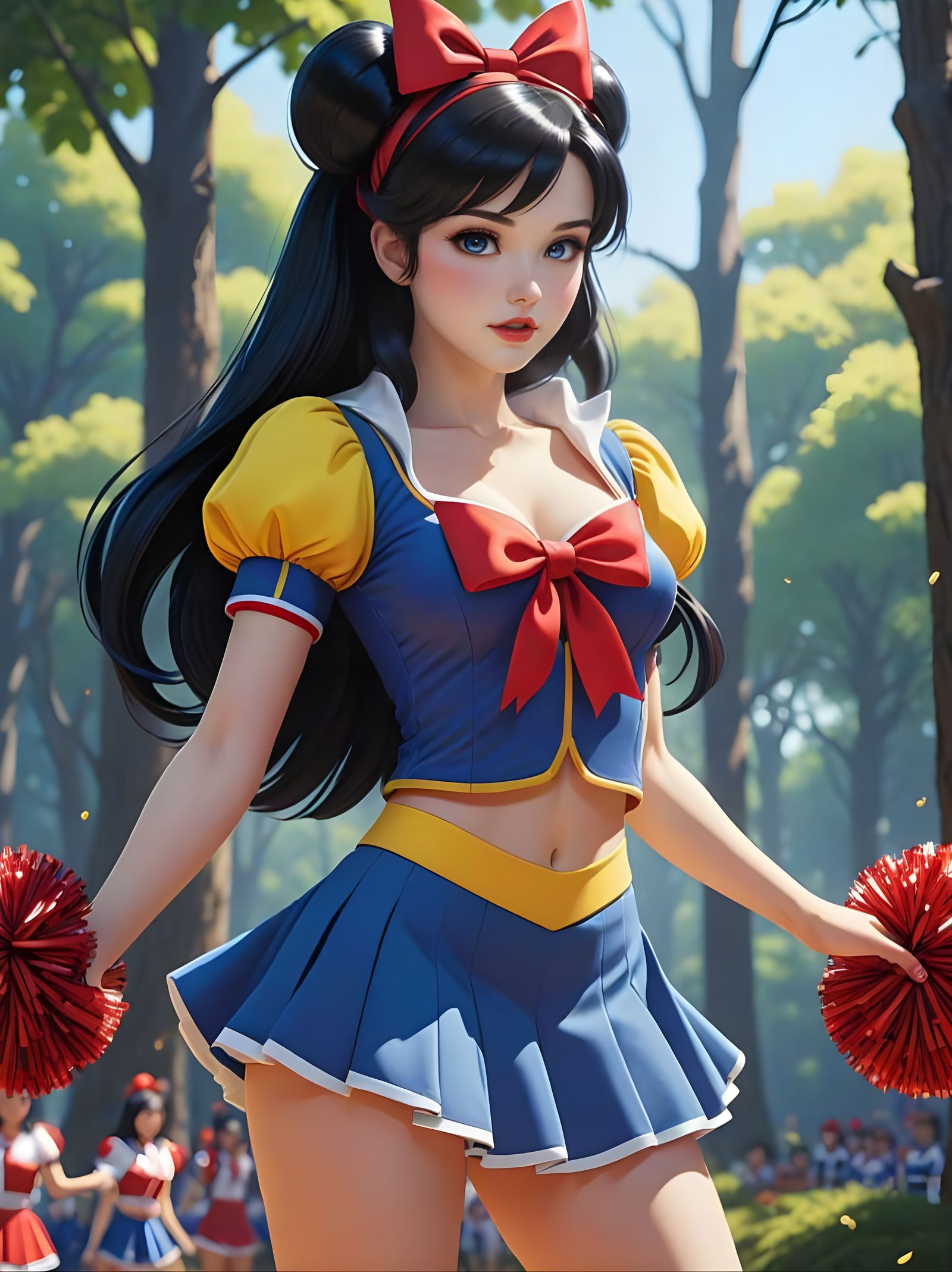 Anime Cheerleader Snow White in Vibrant Colors