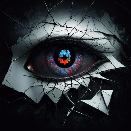 Shattered Glowing Mask: Surreal Macro Photography